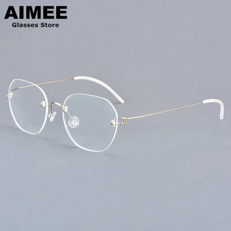 Aimee Women's Rimless Flat Top Oval Screwless Titanium Eyeglasses 92460 - Lightweight & Durable Titanium Frame for Work, Reading & Everyday Use