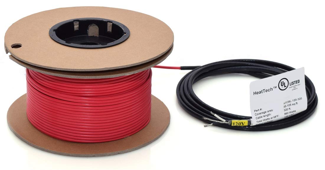 50 sqft Electric Radiant In-Floor Heating Cable 120V - 200ft Long Floor Heating System (600W, 5A) for Ceramic Tile & Stone Floors - Perfect for Bathroom, Kitchen & Basement Heating - DIY Installation & Energy Efficient Home Warming Solution