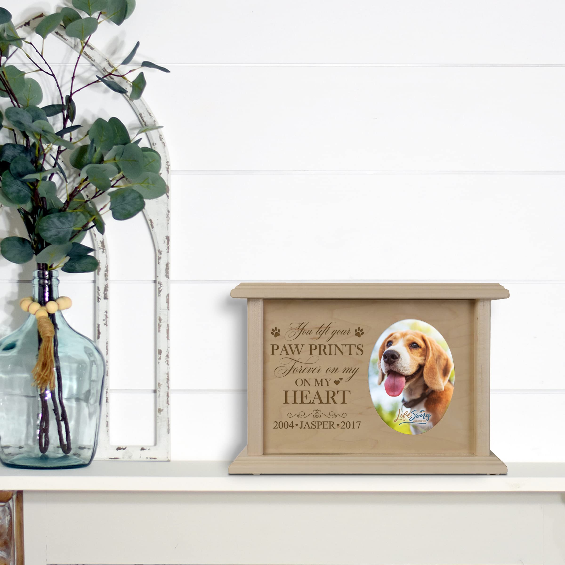 Personalized Pet Memorial Urn - Custom Engraved Wooden Keepsake Box for Dog & Cat Ashes - Wall Mount or Tabletop Display - Perfect for Honoring Beloved Pets at Home or Memorial Services