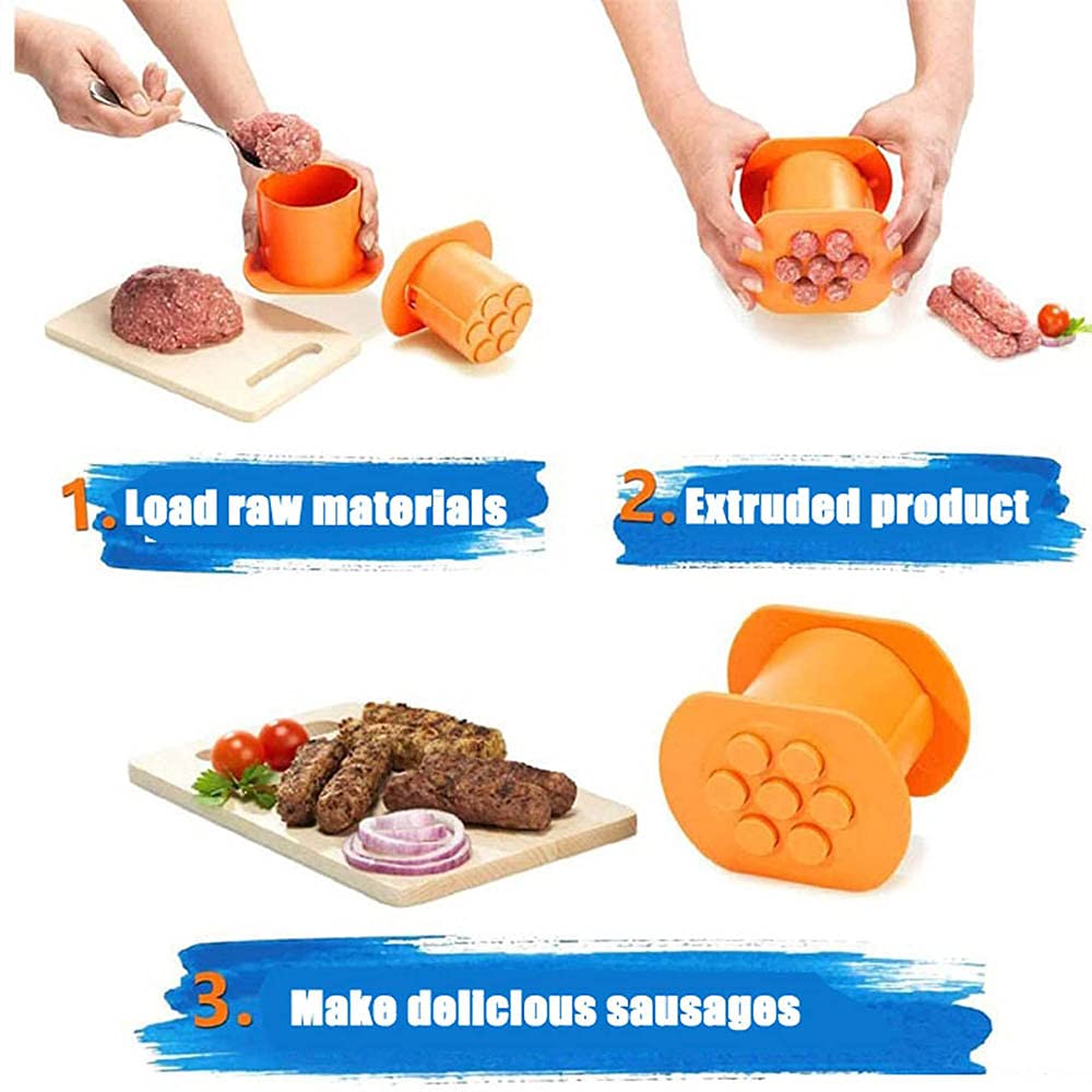 NIWWIN Manual Sausage Maker - Hot Dog & Cevapcici Stuffer Tool - Non-Stick BBQ Grill Accessories for Homemade Sausages, Meat Strips & Kebabs (Green) | Perfect for Backyard BBQs, Camping Trips & Family Cooking Parties