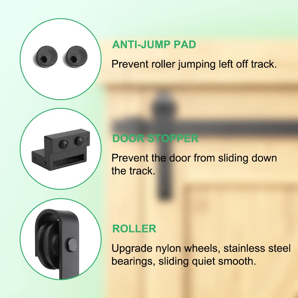 HACCER 3 FT Mini Barn Door Hardware Track Set - Black Sliding Door Kit for Closet, Cupboard & Storage Cabinet | Single Door Installation | Perfect for Bedroom, Laundry Room & Home Office Organization
