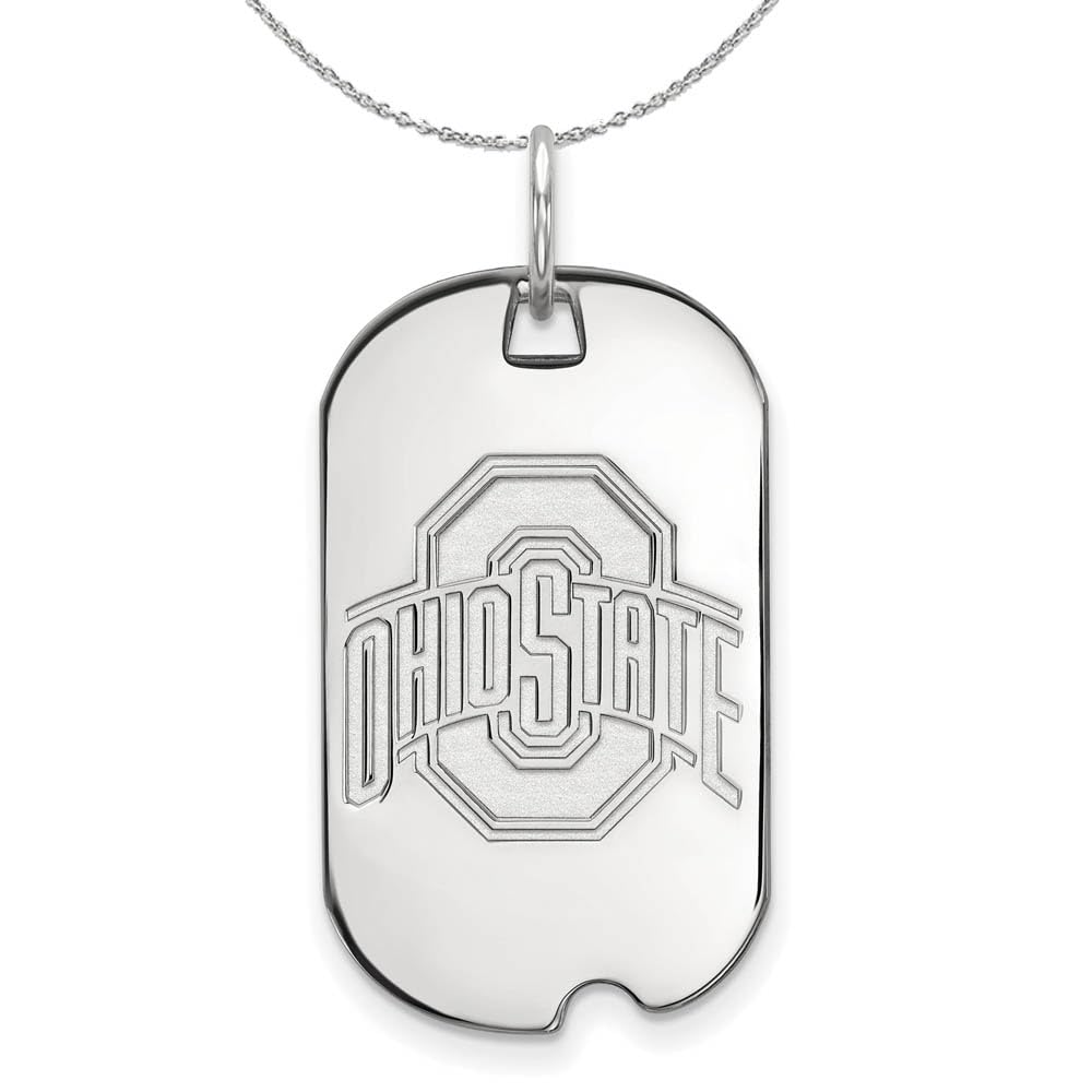 Ohio State Buckeyes Sterling Silver Dog Tag Pendant Necklace - Perfect for Game Day, Gifts & Everyday Wear