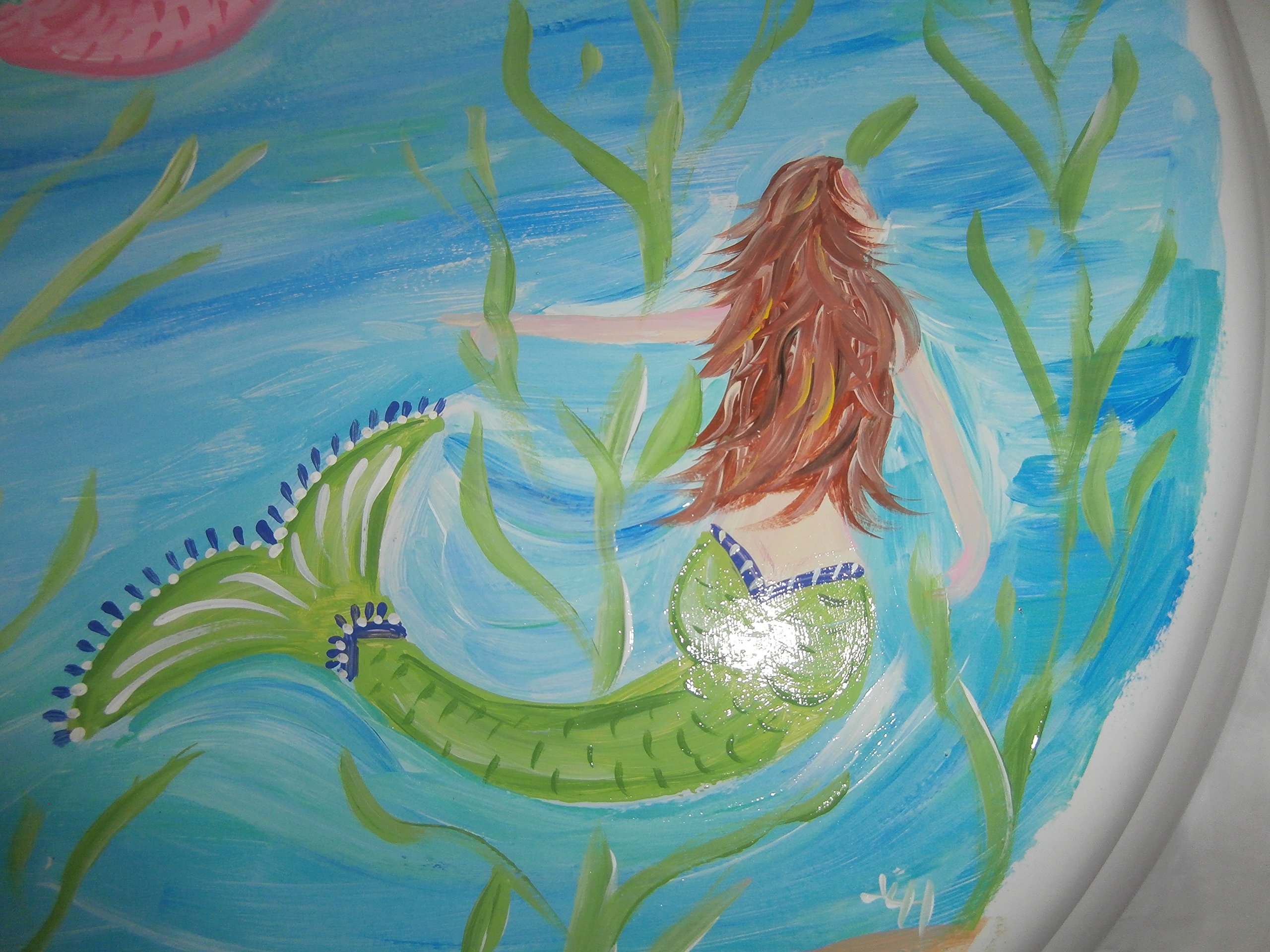 Hand-Painted Swimming Mermaids Elongated Toilet Seat - Unique Bathroom Decor for Beach & Ocean Themed Homes, Kids' Bathrooms & Mermaid Lovers