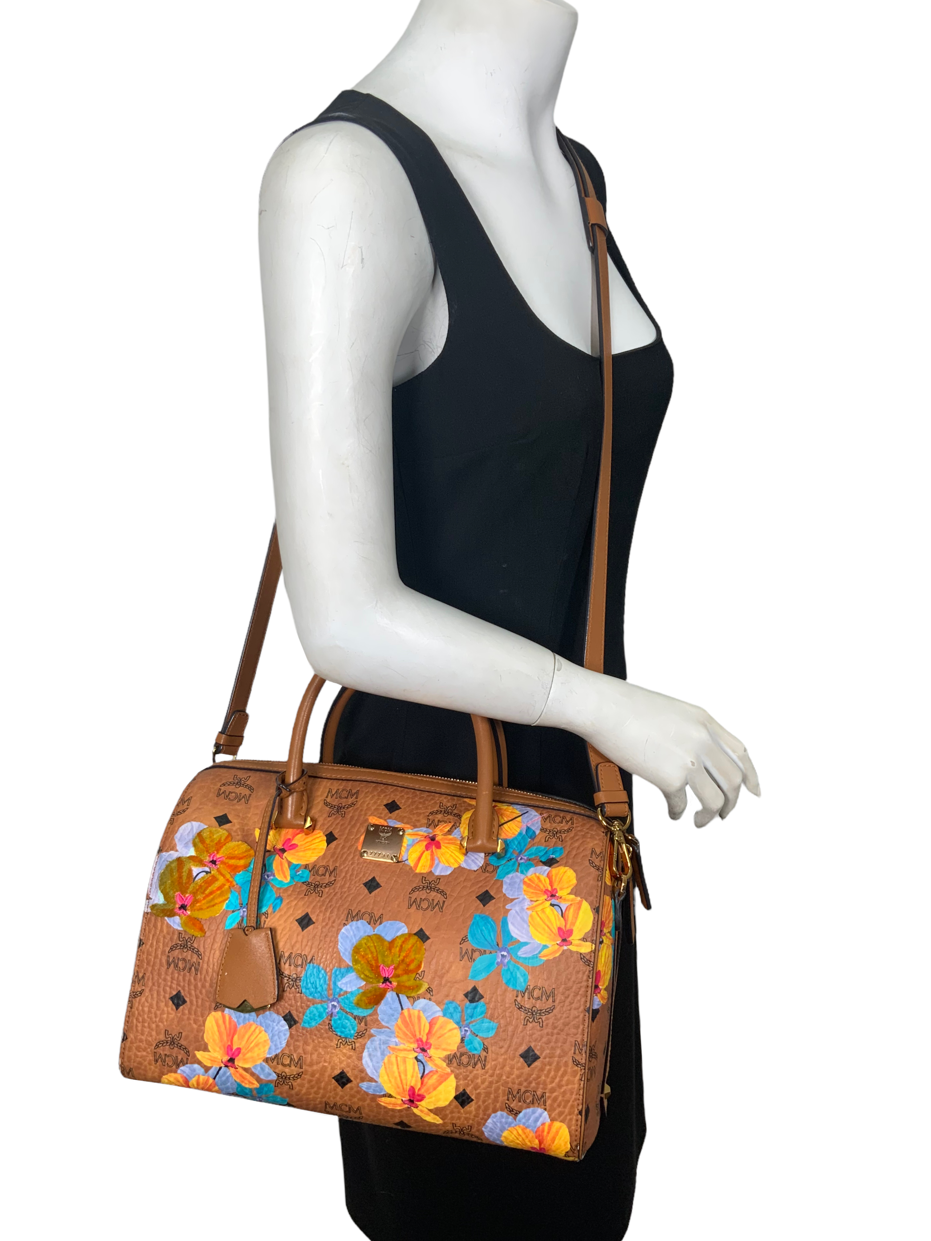 MCM Boston Coated Canvas Bowler Bag for Women | Stylish Designer Handbag | Perfect for Work, Travel & Everyday Use