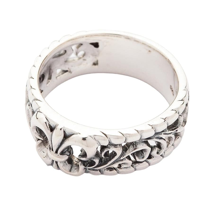 Sterling Silver Fleur De Lis Gothic Band Ring for Women - Elegant Vintage Style Jewelry for Weddings, Parties, and Everyday Wear