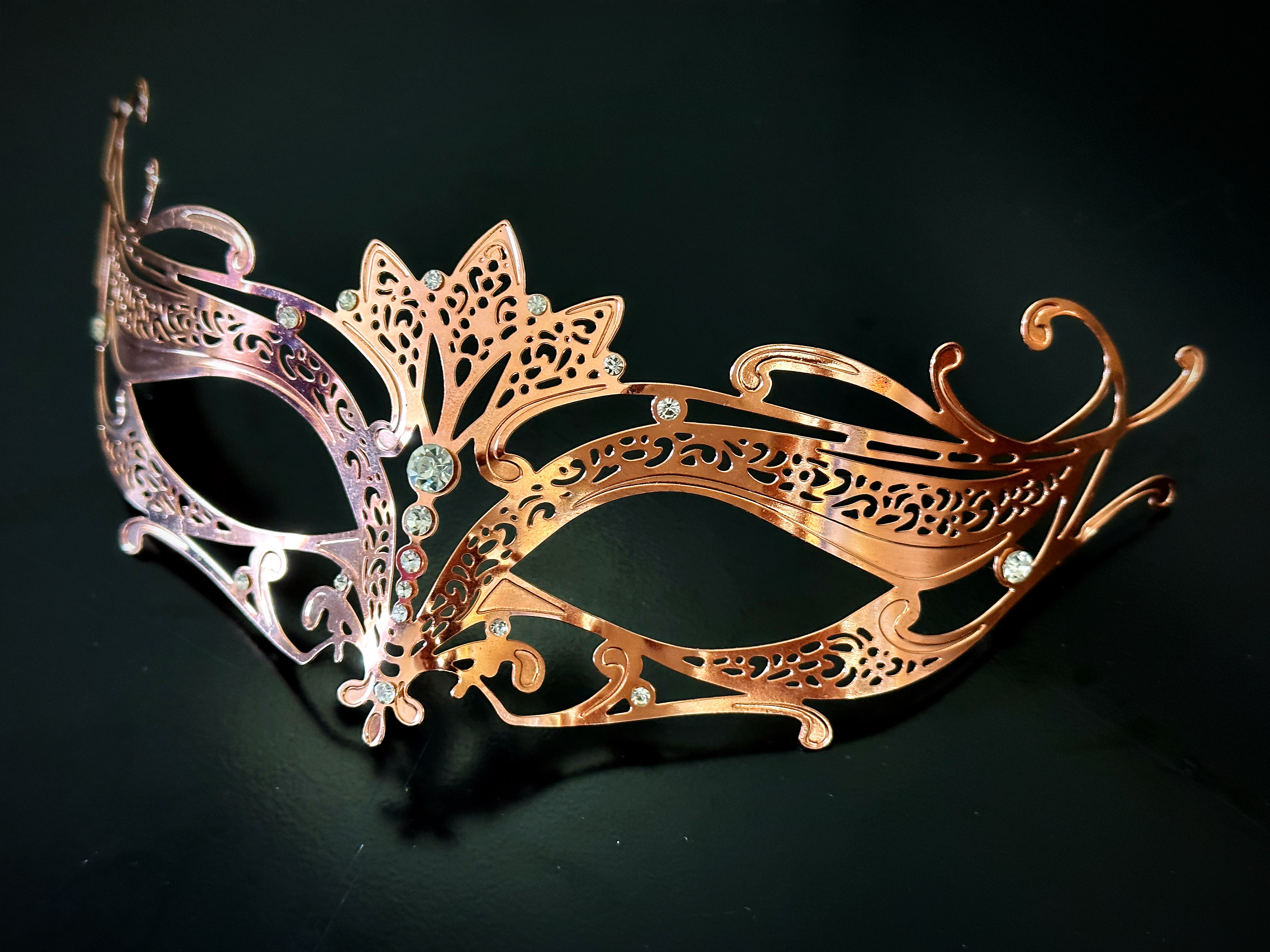 Elegant Venetian Masks in Rose Gold - Perfect for Masquerade Balls, Costume Parties & Home Decor