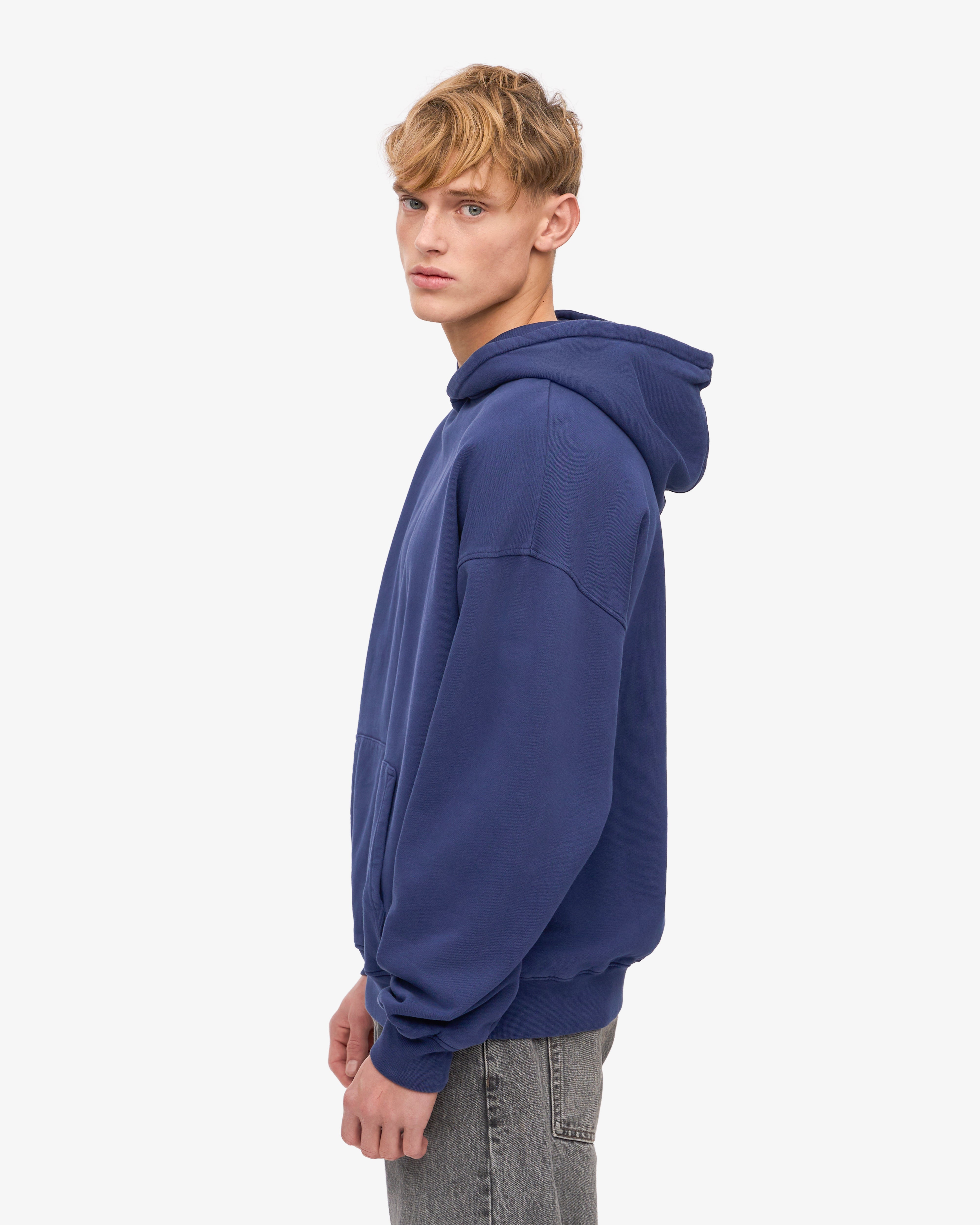 Organic Oversized Hoodie - Premium Cotton Unisex Pullover Sweatshirt in Marine Blue | Cozy Loungewear for Men & Women | Perfect for Casual Wear, Gym, and Outdoor Activities