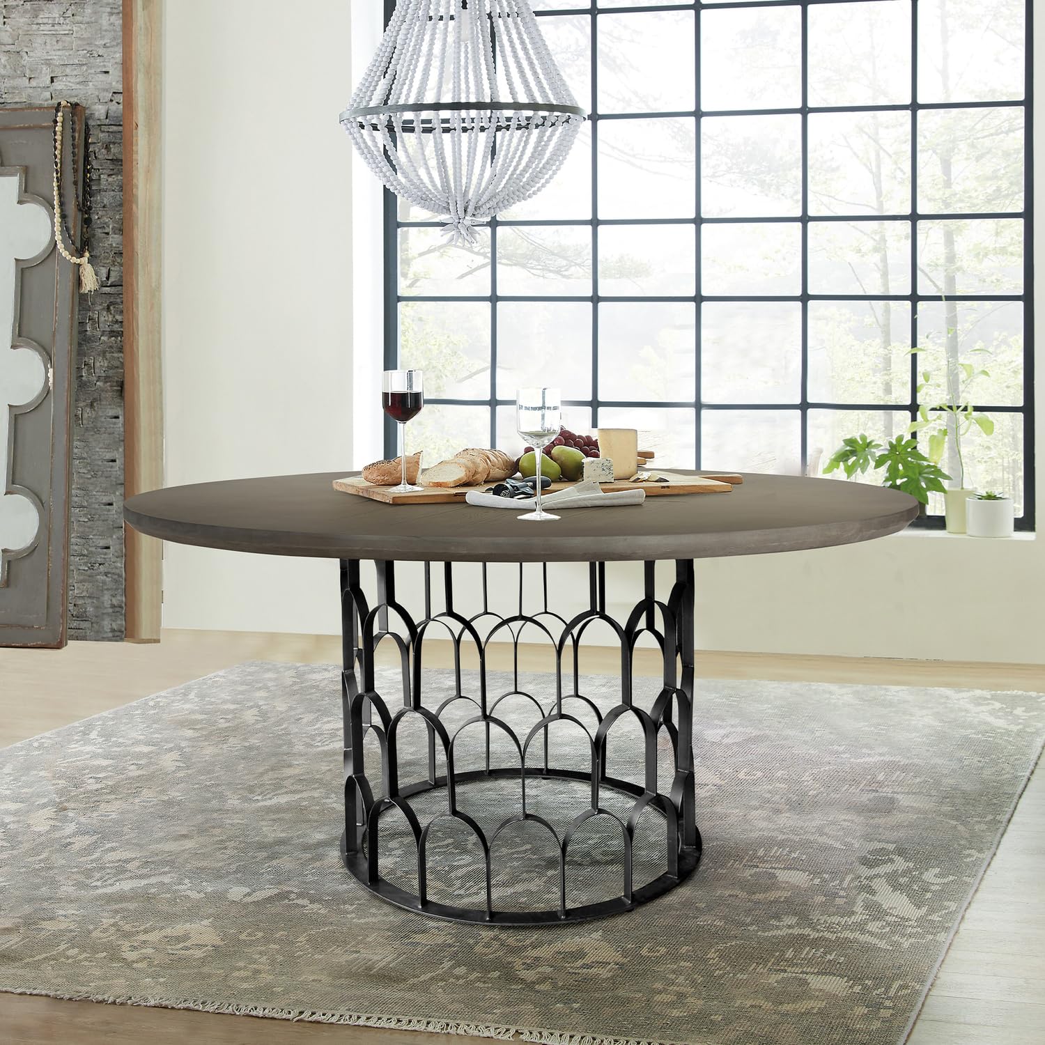 Modern Gatsby Concrete and Metal Dining Table - 55