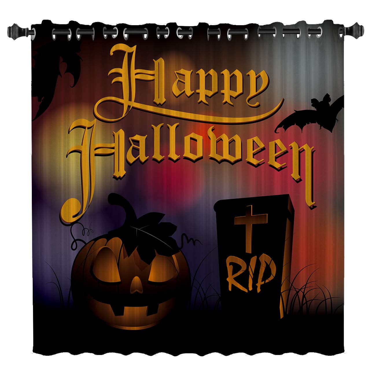BedSweet Blackout Room Darkening Curtains 52x24 Inch - Halloween Wilderness Pumpkin Window Drapes for Kitchen & Bedroom - Perfect for Light Blocking, Privacy & Seasonal Home Decor