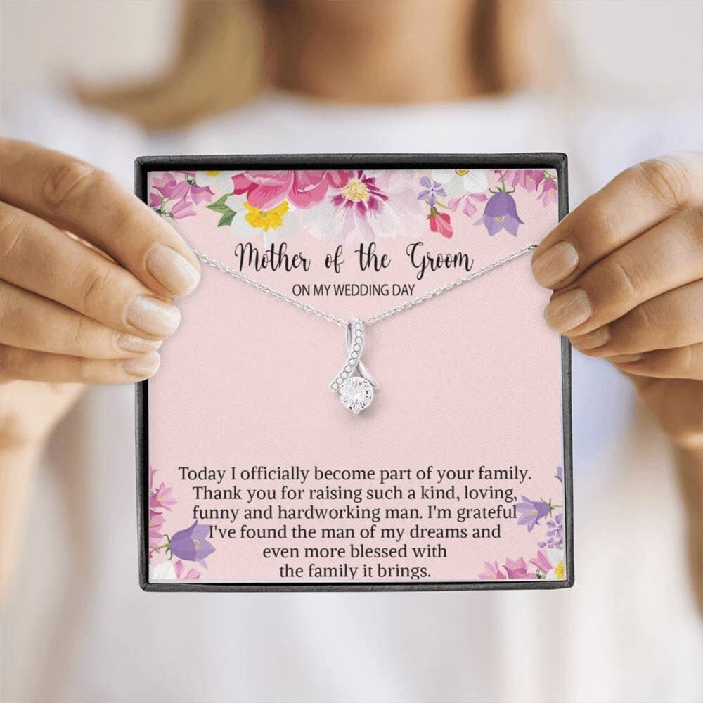 Elegant Wedding Necklace Gift for Mother of the Groom - Sterling Silver Jewelry with Gift Box & Message Card - Perfect for Wedding Day, Anniversary & Special Occasions
