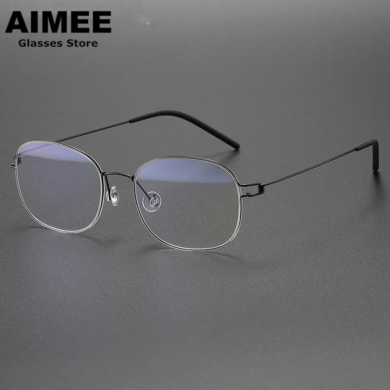 Aimee Unisex Full Rim Oval Square Screwless Titanium Eyeglasses Frame 4919 - Lightweight Durable Glasses for Work, Reading & Fashion