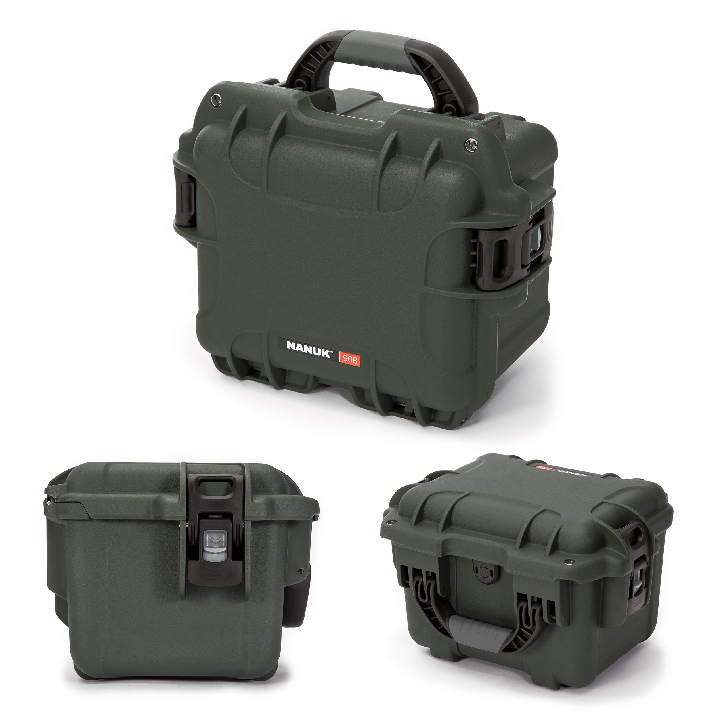 Nanuk 908 Waterproof Hard Case - Olive - Durable Travel Protection for Cameras, Drones & Electronics - Made in Canada - Perfect for Outdoor Adventures & Air Travel