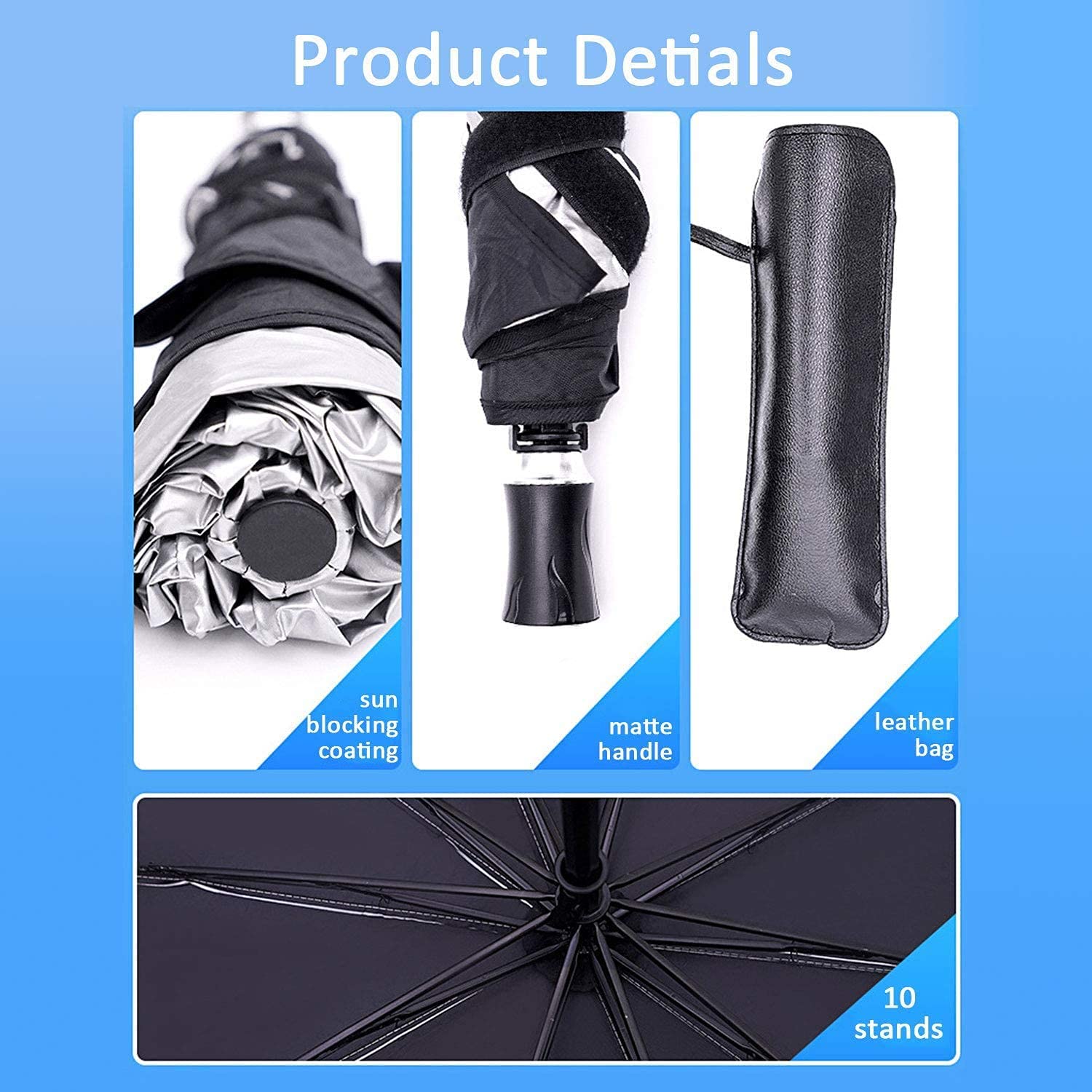 Foldable Car Windshield Sun Shade - UV Protection & Heat Blocking Sun Visor for Front Window (65x125cm) | Keep Your Car Cool in Summer | Perfect for Parking, Road Trips & Daily Commute