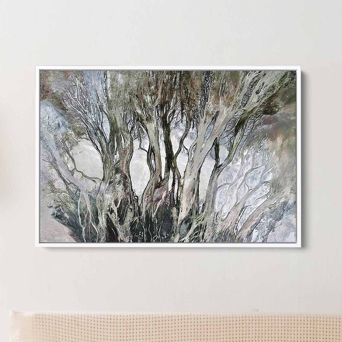 Grey Tree Wall Art Canvas Print - Modern Nature Decor for Living Room, Bedroom & Office | 7686