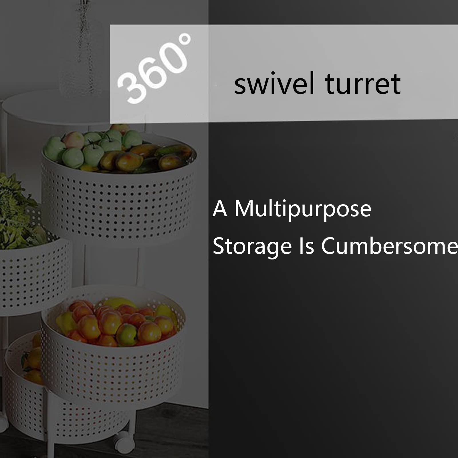 3-5 Tier Round Rotating Kitchen Storage Rack for Vegetables, Fruits & Spices - Space Saving Organizer for Pantry, Living Room & Bathroom - White 4-Layer Versatile Home Storage Solution (Perfect for Small Spaces & Clutter-Free Organization)