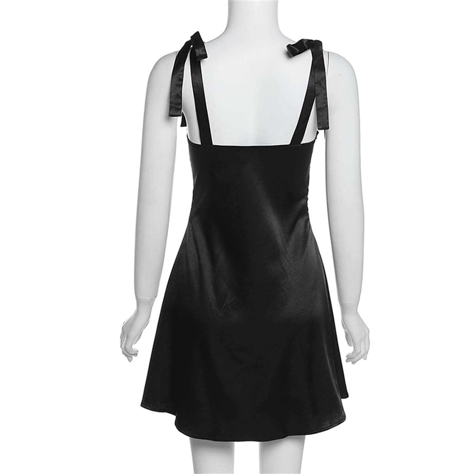 Sexy Women's Satin Hollow Out Mini Dress - Spaghetti Strap Bodycon Dress with Tie Up Detail for Party, Night Out or Streetwear | Elegant Clubwear & Summer Fashion Dress