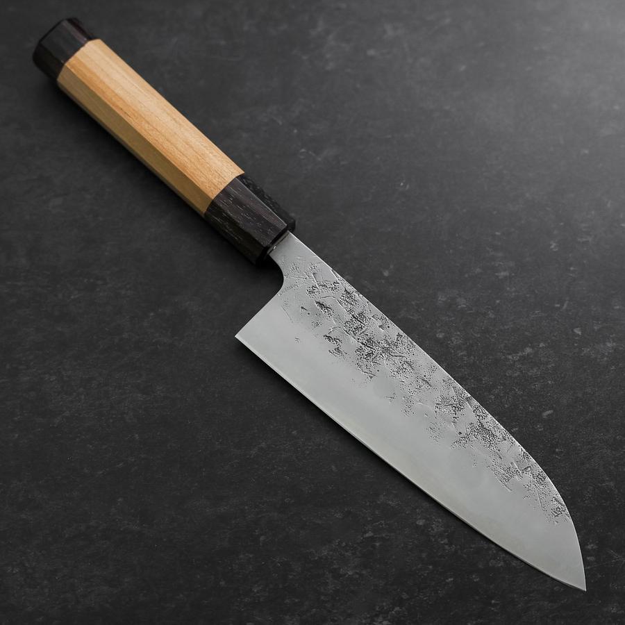 Premium Santoku Knife 165mm - SLD Nashiji Washi Blade with Double Shitan Capped Cherry Handle - Perfect for Slicing, Dicing & Chopping Vegetables, Meat & Fish