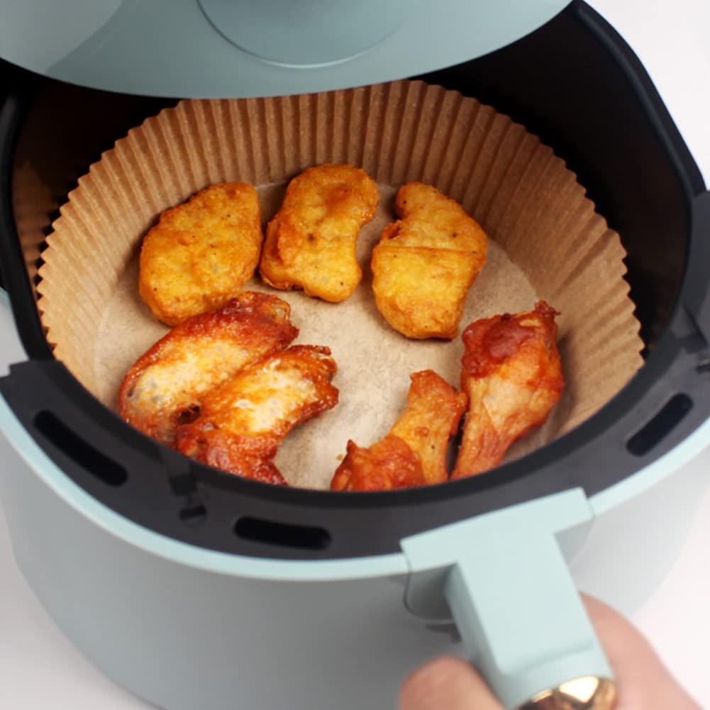 50PCS 6.3 Inch Air Fryer Parchment Paper Liners - Non-Stick Disposable Round Basket Liners for Baking, Roasting & Microwave - Perfect for Philips, Ninja, Cosori Air Fryers - Unperforated & Safe for Cooking