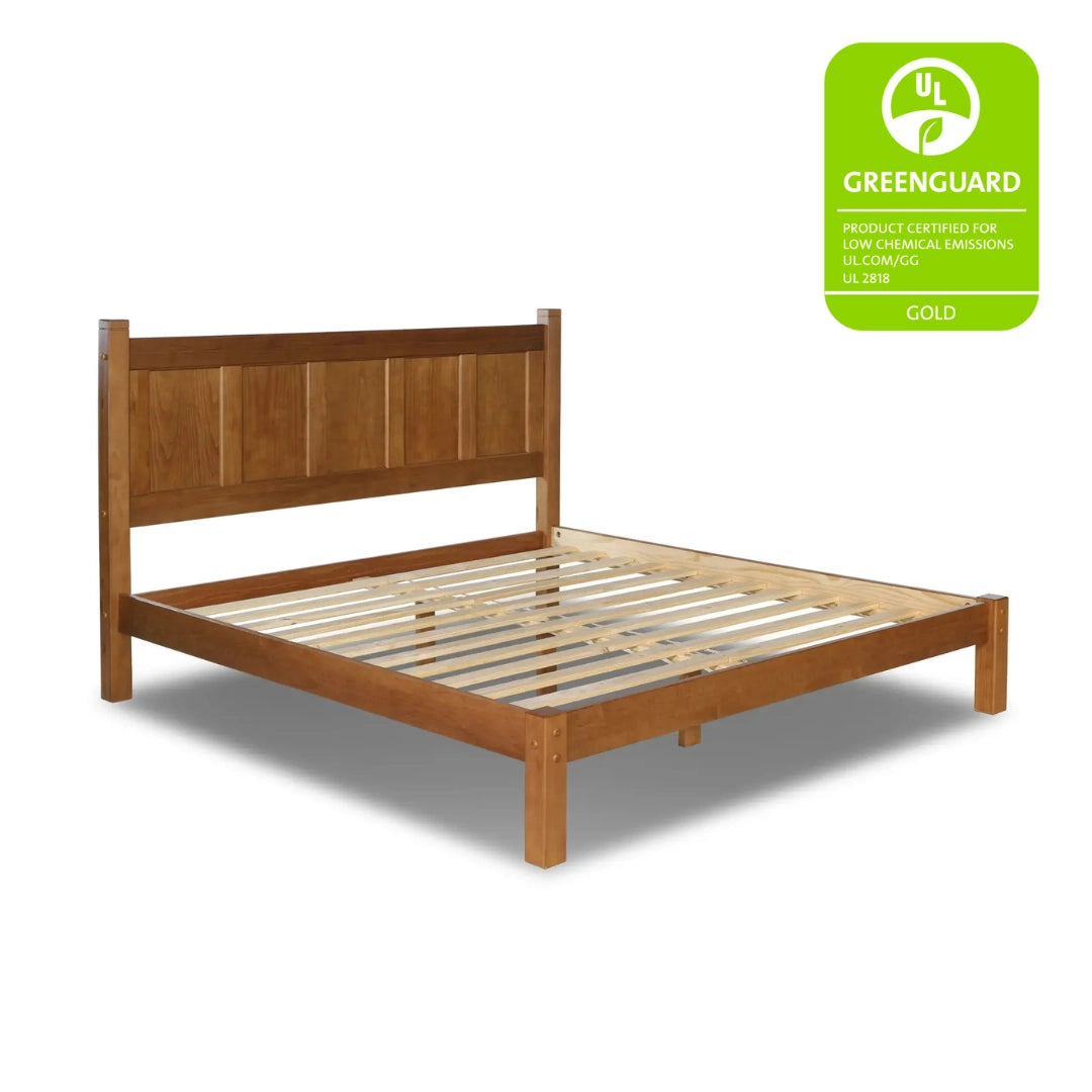 Shaker Panel Platform Bed Frame - Solid Wood Queen Size Bed with Storage, Modern Minimalist Design for Bedroom - Perfect for Small Spaces, Guest Rooms & Apartments