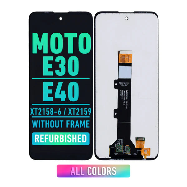 Refurbished Motorola Moto E40 XT2159 & E30 XT2158 LCD Screen Replacement (No Frame) - All Colors | DIY Repair for Cracked/Damaged Displays | Perfect for Home Technicians & Phone Repair Shops