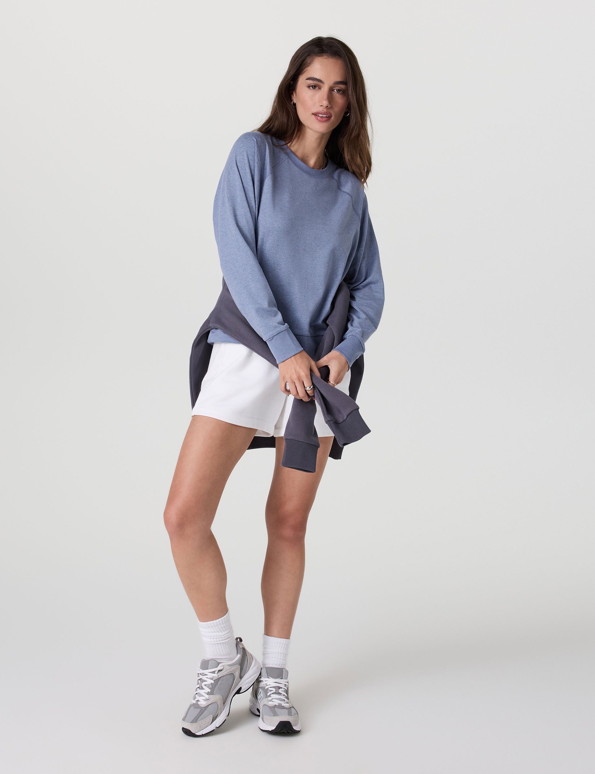 Long Sleeve Halo Crew Sweatshirt - Blue Heron Heather Color | Cozy Casual Wear for Women | Perfect for Fall & Winter Outfits, Lounge Wear, and Layering