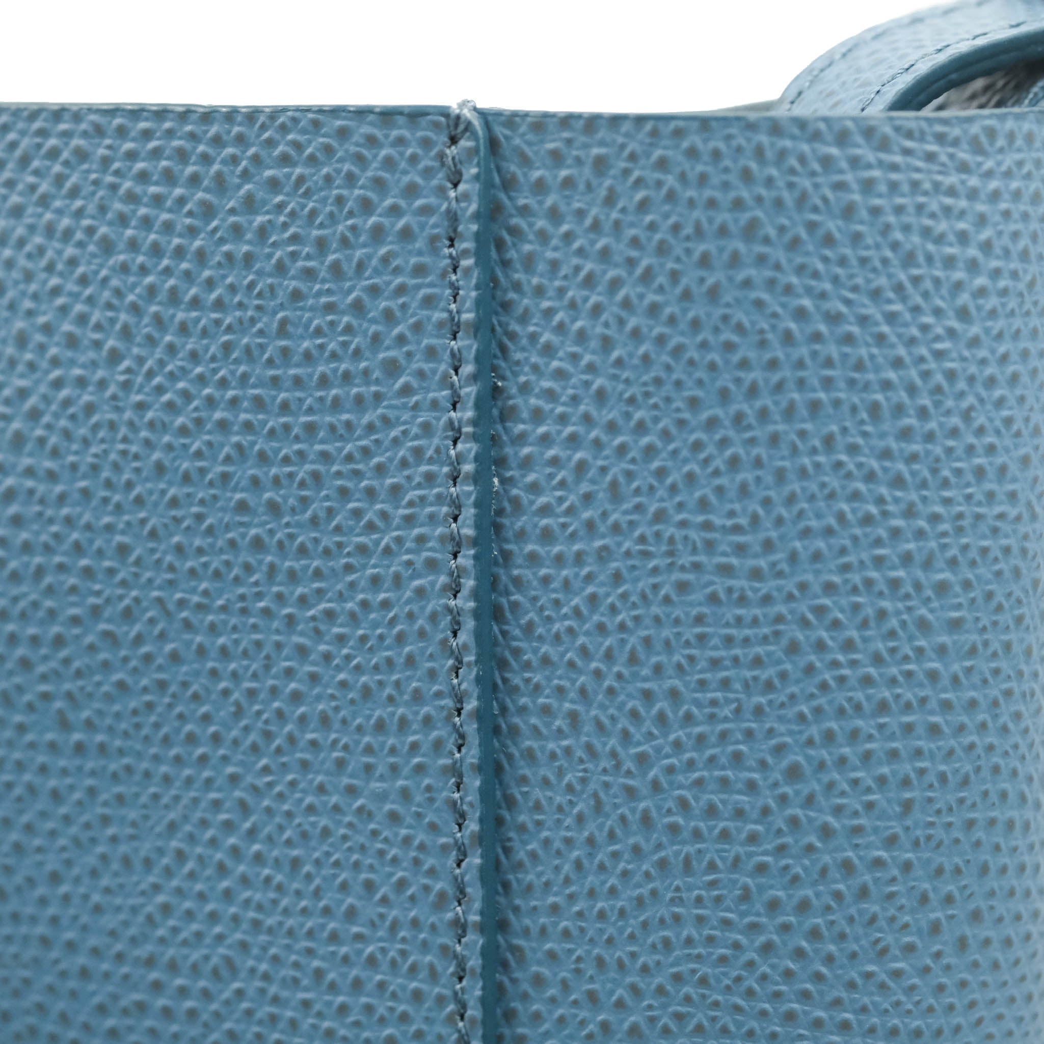 Celine Small Vertical Cabas Tote Bag in Blue Grained Calfskin Leather with Silver Hardware - Perfect for Work, Travel & Everyday Use