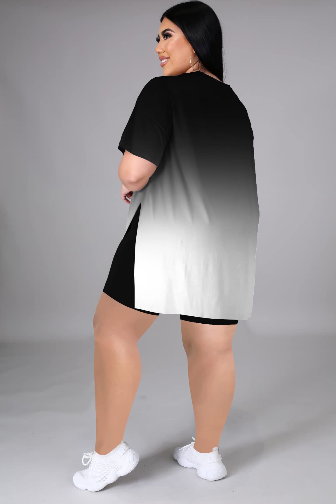Plus Size Women's 2-Piece Loungewear Set - Oversized T-Shirt & Shorts Comfy Summer Sweatsuit | Lounge at Home, Casual Outing, Vacation Wear
