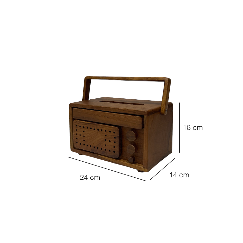 Vintage Teak Wood Tissue Box Cover - Handcrafted Home Decor for Living Room, Bathroom & Office | Stylish & Durable Tissue Holder