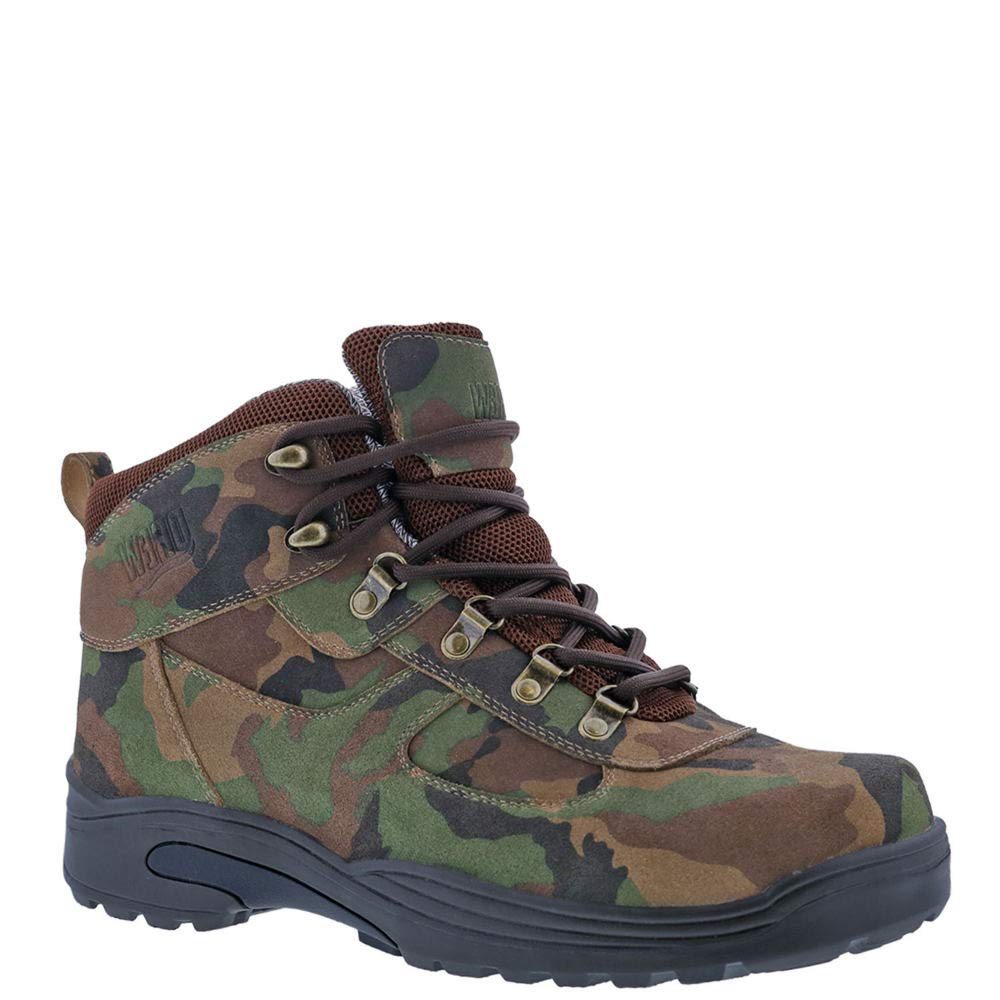 Drew Rockford Men's Orthopedic Boots - Camo Suede Leather Wide Width (13 6E) for Outdoor Hiking & Work Comfort