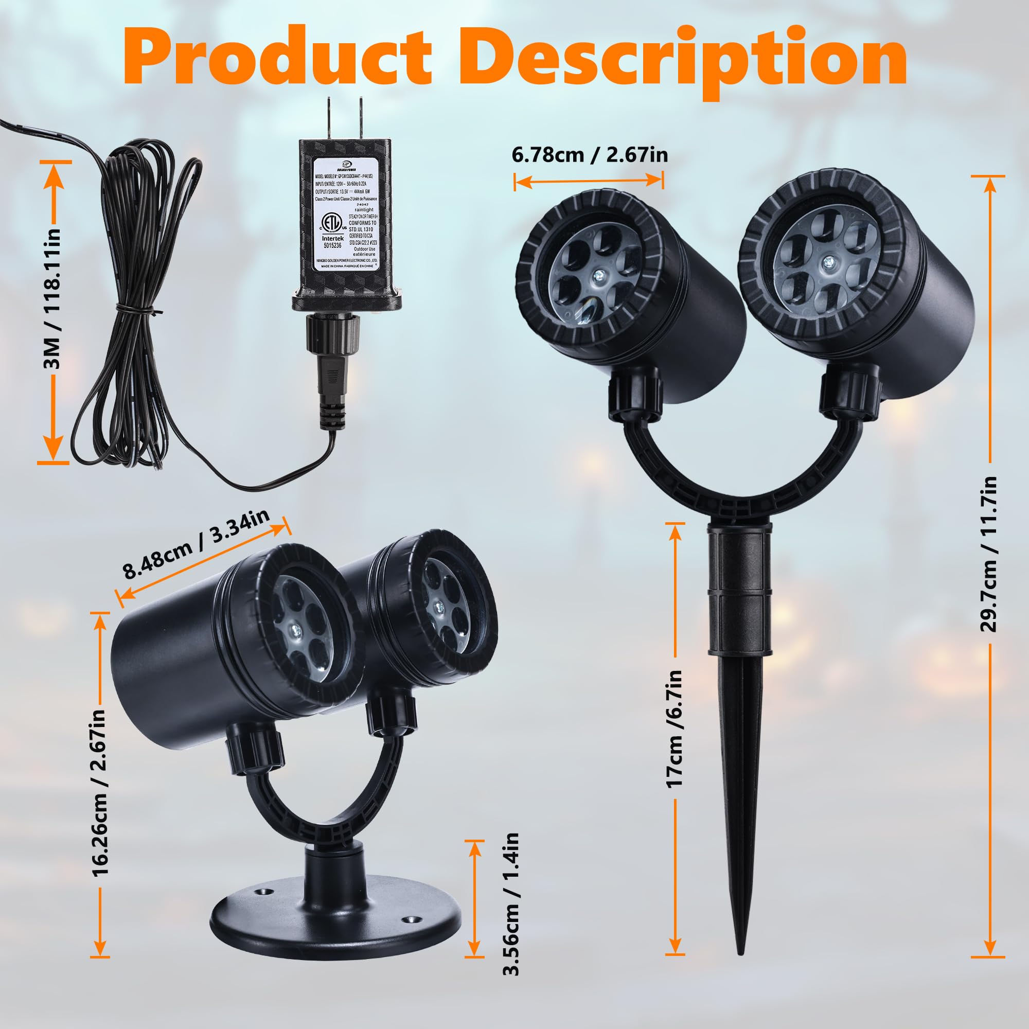 Toodour Double Head Halloween Projector Lights Outdoor - Dynamic Waterproof Devil Face Projector with Timer for Home, Window, Wall - Perfect for Halloween Decorations, Parties, and Haunted House Themes