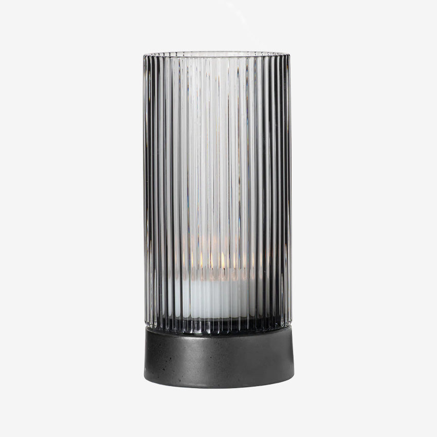 Asa Germany Juna Glass Lantern with Porcelain Base - Elegant Home Decor for Living Room, Bedroom, or Outdoor Patio Lighting