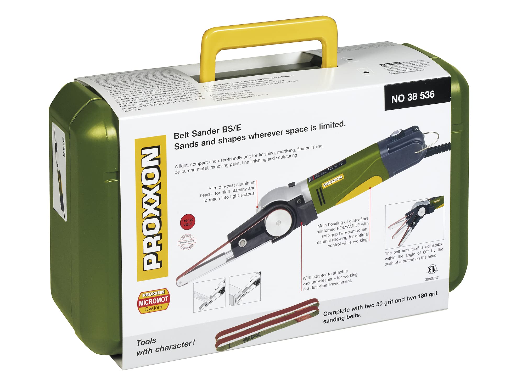 PROXXON Belt Sander BS/E, 38536 - Compact & Powerful Green Belt Sander for Woodworking, Metal Polishing & DIY Projects - Perfect for Home Workshops & Professional Use