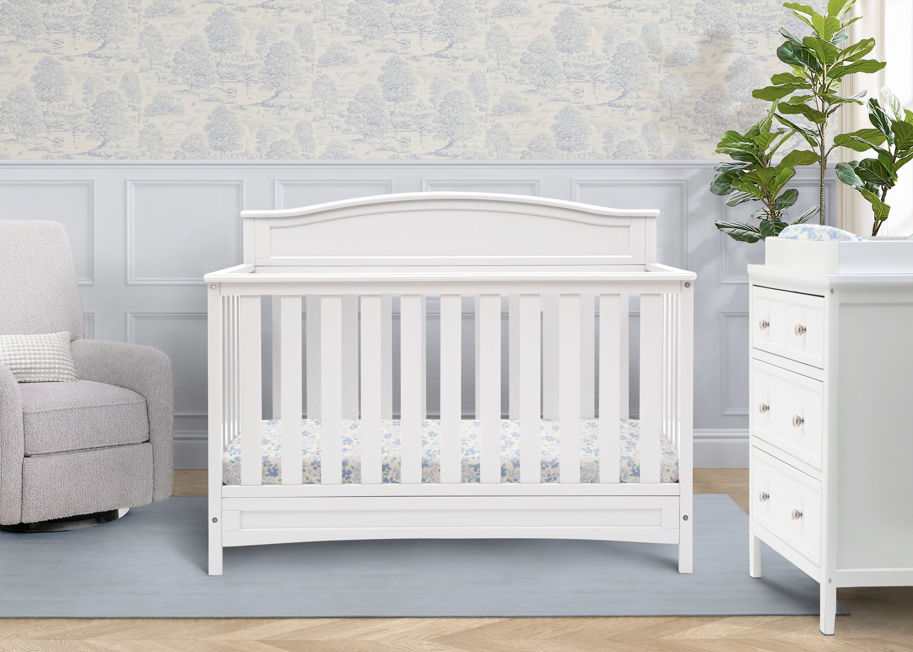 Emery 4-in-1 Convertible Baby Crib - White Nursery Furniture for Toddler to Full Size Bed - Perfect for Modern Nursery & Kids Bedroom Decor
