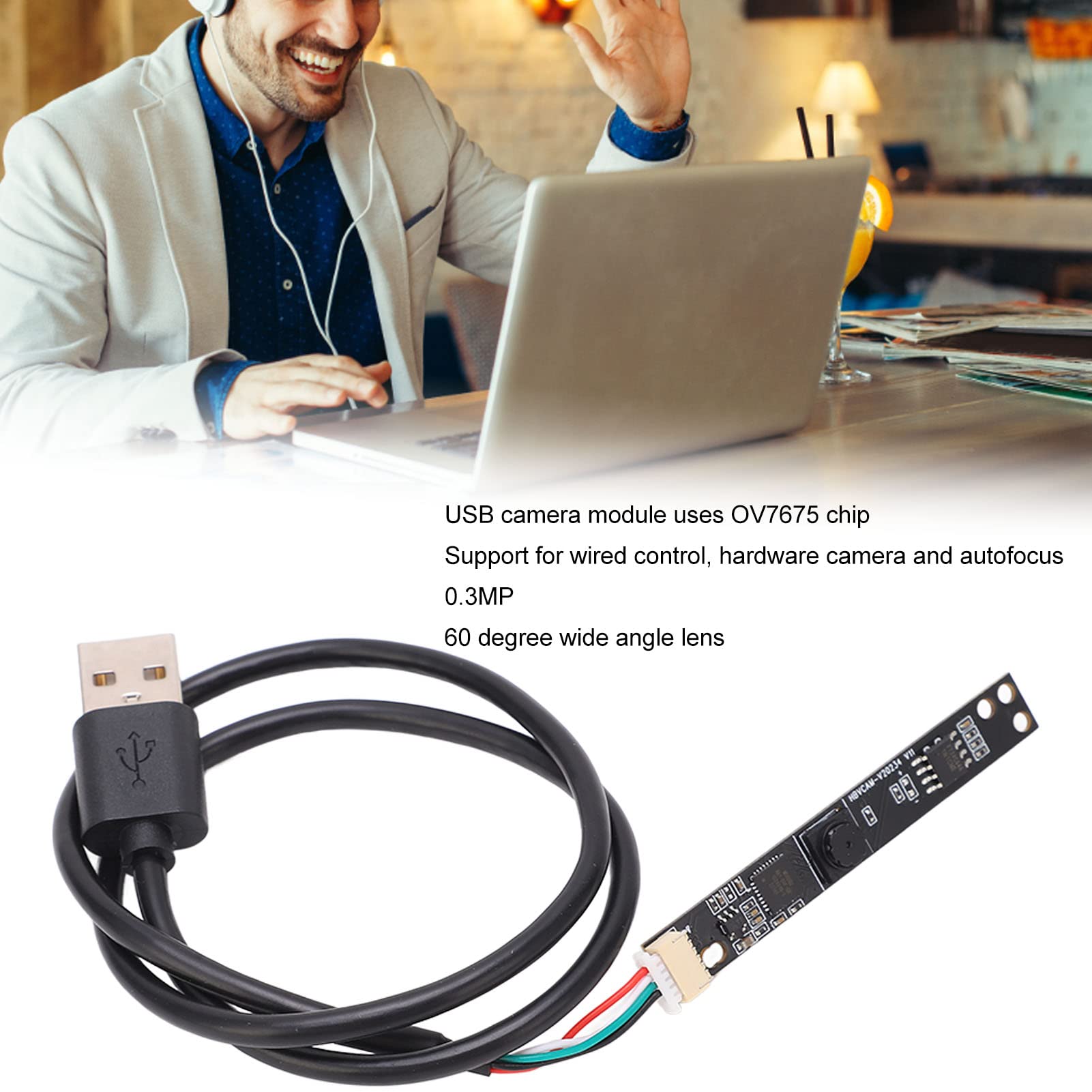 0.3MP USB Camera Module with OV7675 Chip - 30FPS 640x480 Resolution Mini Webcam for Laptop & PC | Plug & Play USB Interface | Ideal for Video Conferencing, Online Classes & Live Streaming