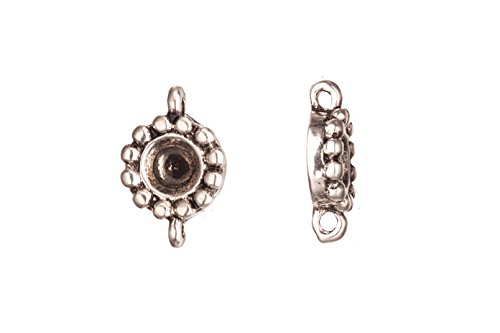Antique Silver-Plated Beaded Frame Connector for SS26 Rhinestones 17.6x11.6mm - 6Pcs/Pack (2-Pack Bundle) - Perfect for Jewelry Making, DIY Crafts, and Costume Design - Save $1