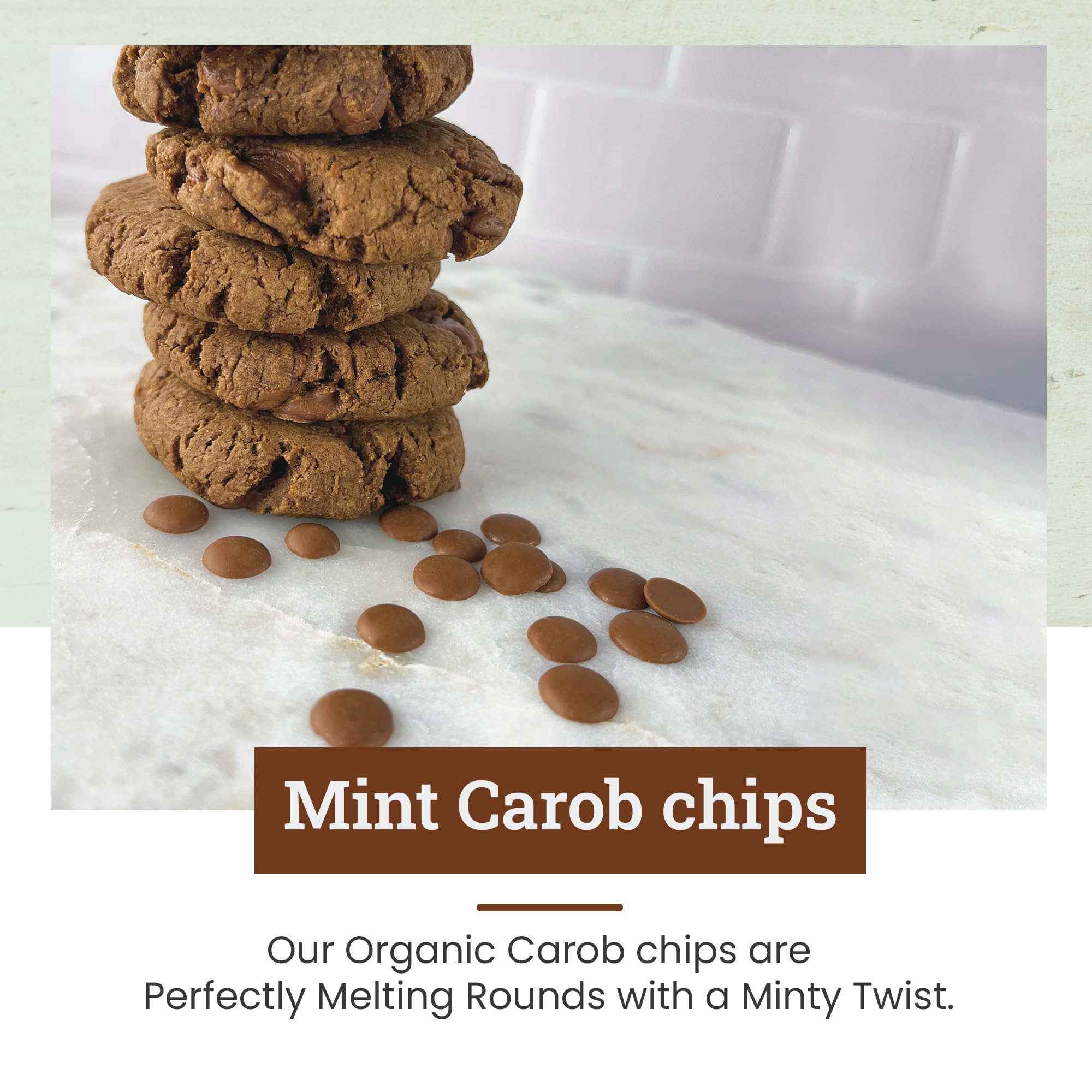 Organic Mint Carob Chips 8 oz - Vegan, Gluten-Free, Caffeine-Free Chocolate Substitute with Coconut Sugar | Healthy Snacks, Baking, Desserts & Vegan Treats