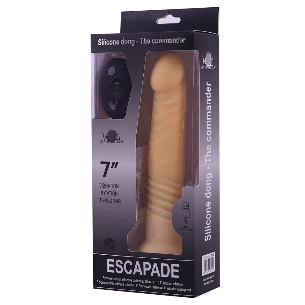 Escapade Commander 7 Inch Thrusting Rotating Silicone Dildo - Powerful Dual Motion Adult Toy for Couples & Solo Play