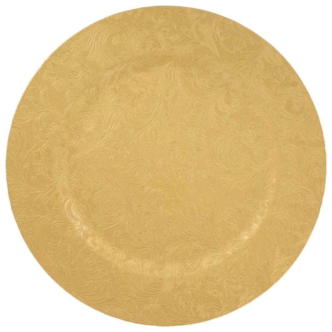 Premium Gold Plastic Charger Plates - Elegant Embossed Floral Design Set of 6 (13 Inch) - Luxury Dinnerware for Weddings, Easter & Special Occasions - Perfect for Formal Dining, Buffet Settings & Holiday Tablescapes