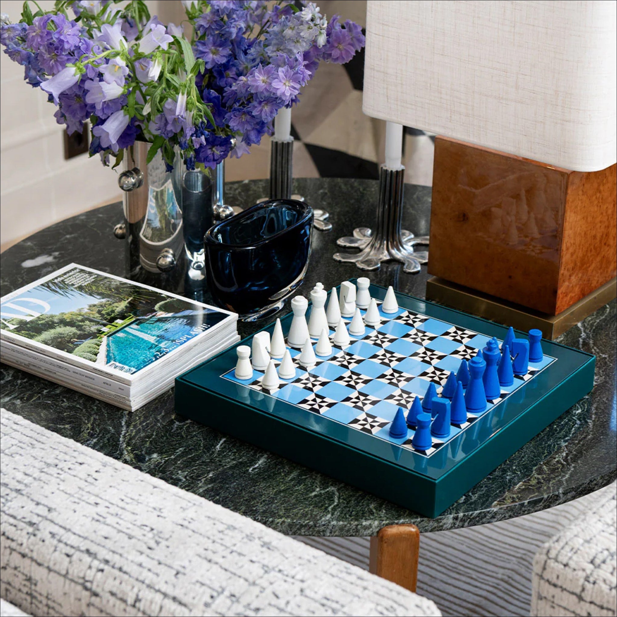 PRINTWORKS Classic Lacquered Chess Set - Premium Poseidon Design Wooden Chess Board Game for Adults & Kids - Perfect for Home Decor, Gifts, and Strategy Game Nights