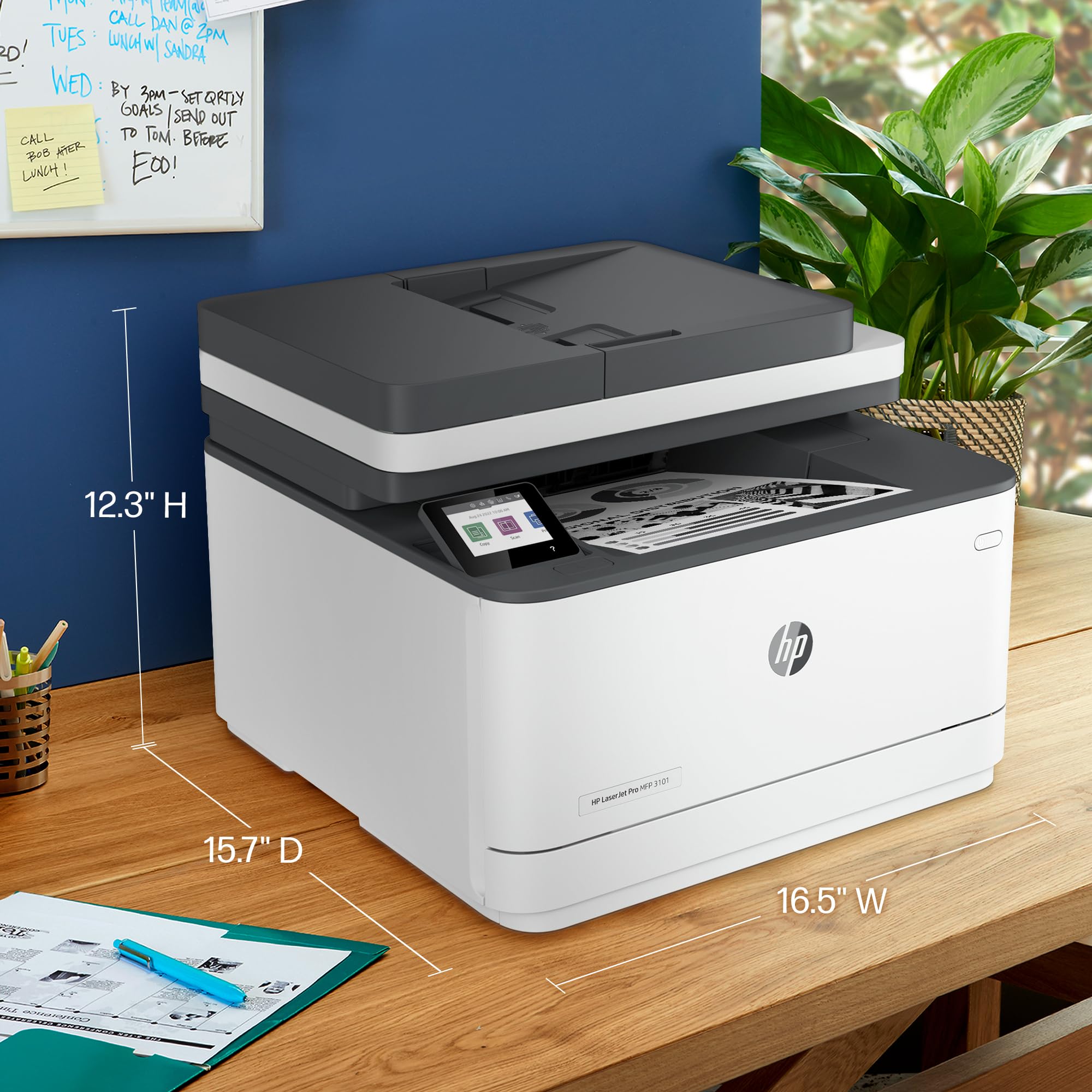 HP LaserJet Pro MFP 3101fdw Wireless All-in-One Laser Printer - Black & White Printing, Scanning, Copying & Faxing | Fast Office Printer with Automatic Document Feeder | Ideal for Home Office & Small Business (3G628F)