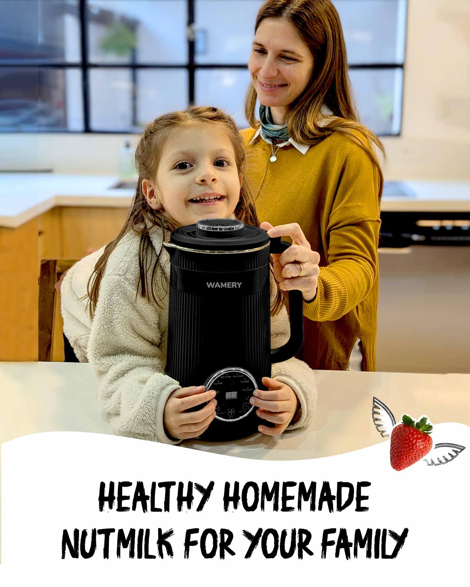 Wamery Original Nut Milk Maker Machine - 32oz Almond, Oat, Soy Milk Maker - Vegan & Plant-Based Milk Maker with Delay Start, Keep Warm & Boil Water Functions (Black) - Perfect for Homemade Dairy-Free Milk, Smoothies & Coffee Creamer