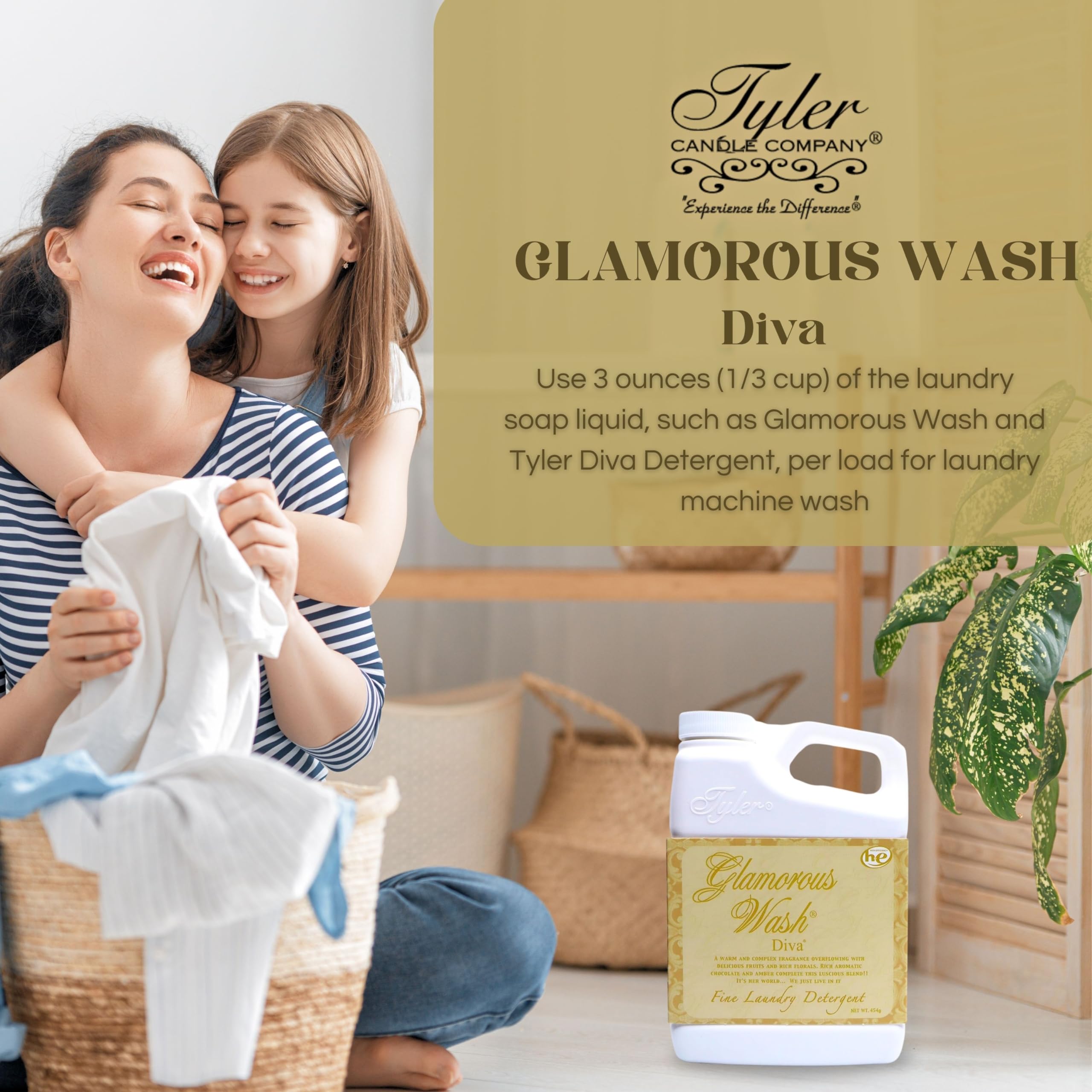 Tyler Glamorous Wash Diva Laundry Liquid Detergent - 16 oz (454g) for Hand & Machine Wash | Multi-Purpose Keychain Included | Worldwide Nutrition Bundle | Perfect for Travel, Gym Bags & Delicate Fabric Care