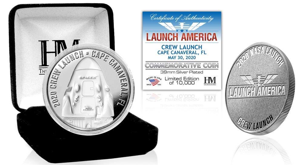Launch America Crew Launch Silver Coin - Limited Edition Collectible Space Memorabilia for NASA Fans & Coin Collectors | Perfect for Gifts, Display, and Investment