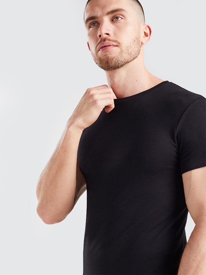 BAM Origin Luxe Men's Bamboo T-Shirt - Soft Eco-Friendly Black Tee for Casual Wear & Travel | Sustainable Fashion