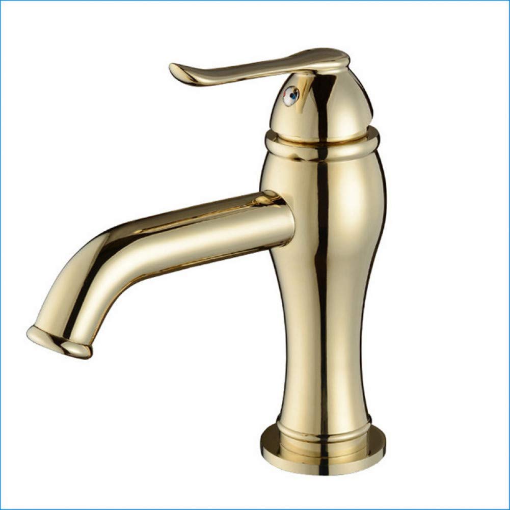 Single Handle Deck Mounted Golden Brass Basin Faucet - Cold & Mixer Tap for Bathroom & Kitchen Sink | Durable Water-Tap with Easy Installation