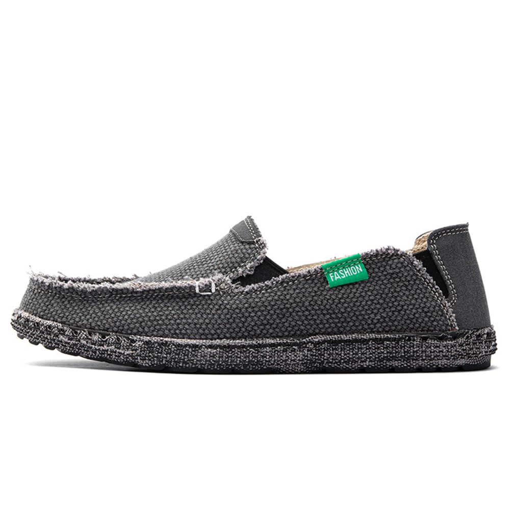 JAMONWU Men's Slip-On Canvas Loafers - Breathable Casual Boat Shoes for Men - Vintage Style Deck Shoes - Perfect for Walking, Travel & Summer Outfits
