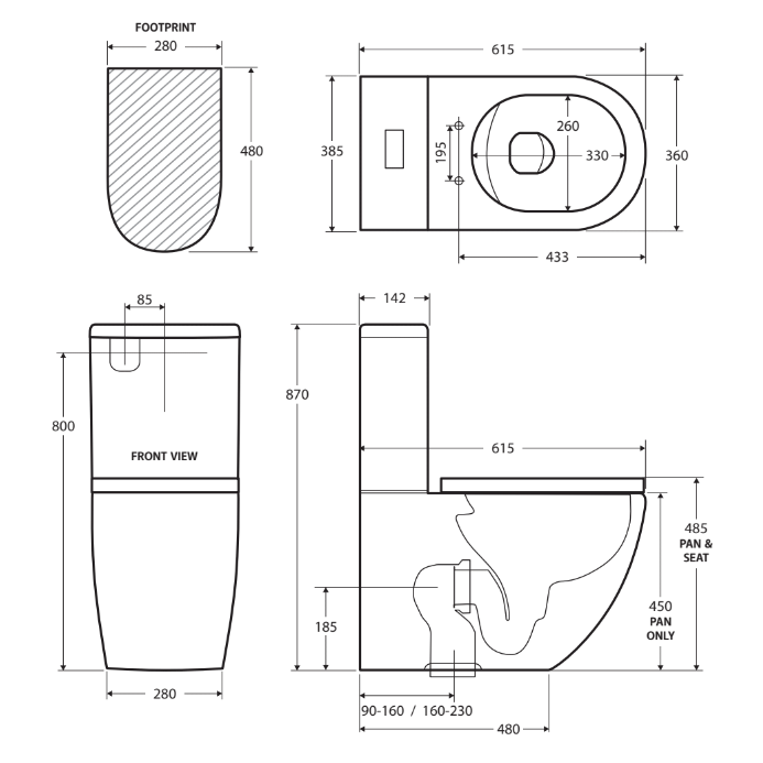Fienza CARE3B Wall-Mounted Toilet Kit with S-Trap (160mm/220mm) - Ideal for Modern Bathrooms & Small Spaces