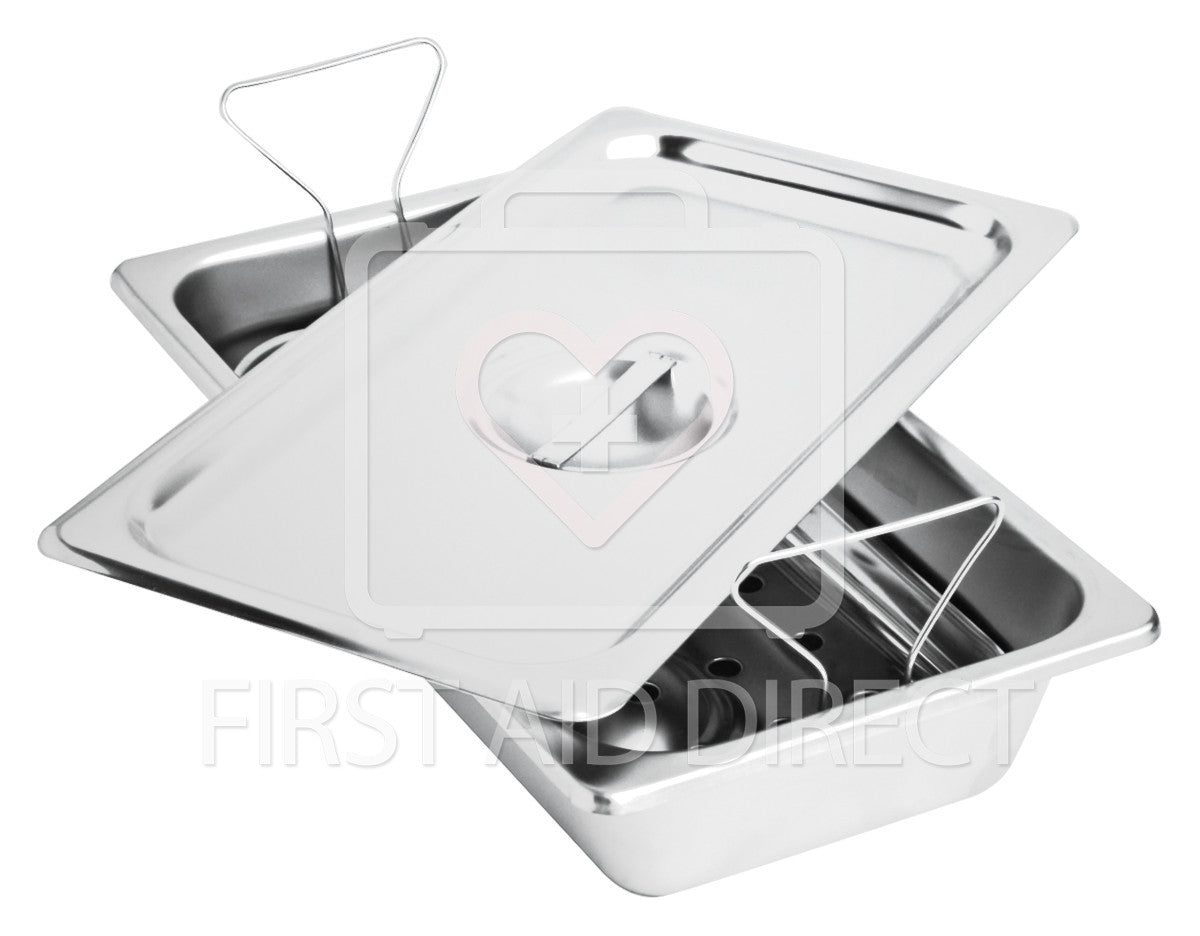 Stainless Steel Instrument Tray with Cover & Removable Insert - Sterile Medical Organizer for Dental, Surgical, and Tattoo Tools Storage