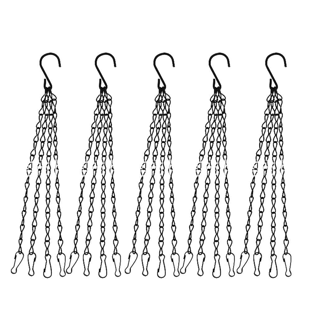6Pcs Heavy Duty 15.7 Inch Galvanized Hanging Chains - Replacement Chains for Outdoor Flower Baskets, Bird Feeders, Planters & Lanterns - Rust-Resistant Garden Plant Hangers (Black) - Perfect for Patio, Balcony and Backyard Decor