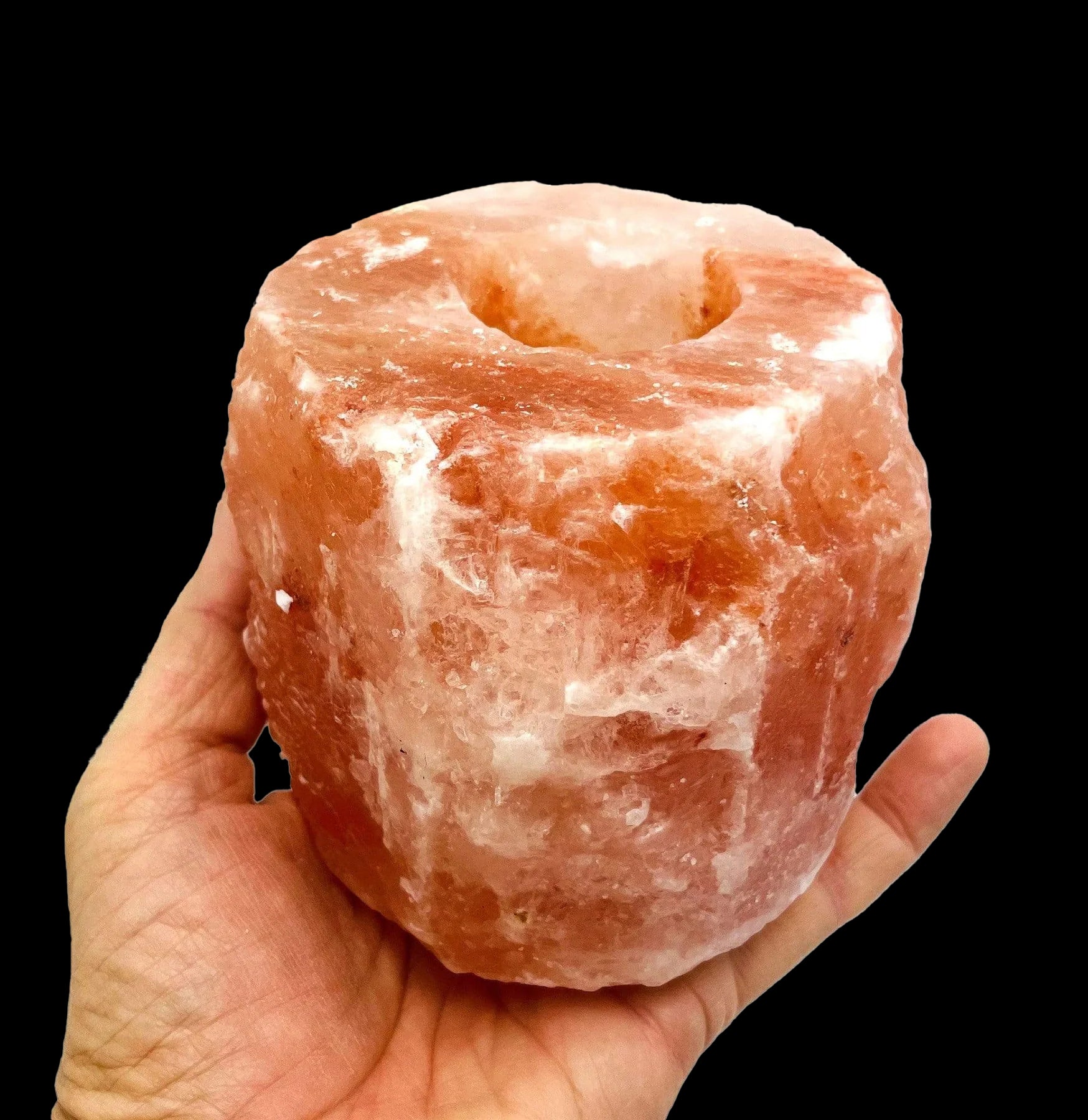 Himalayan Pink Salt Candle Holder - Natural Hand Carved Rock Salt Tea Light Holder for Aromatherapy, Meditation & Home Decor | Perfect for Yoga Studios, Spas & Relaxation Spaces